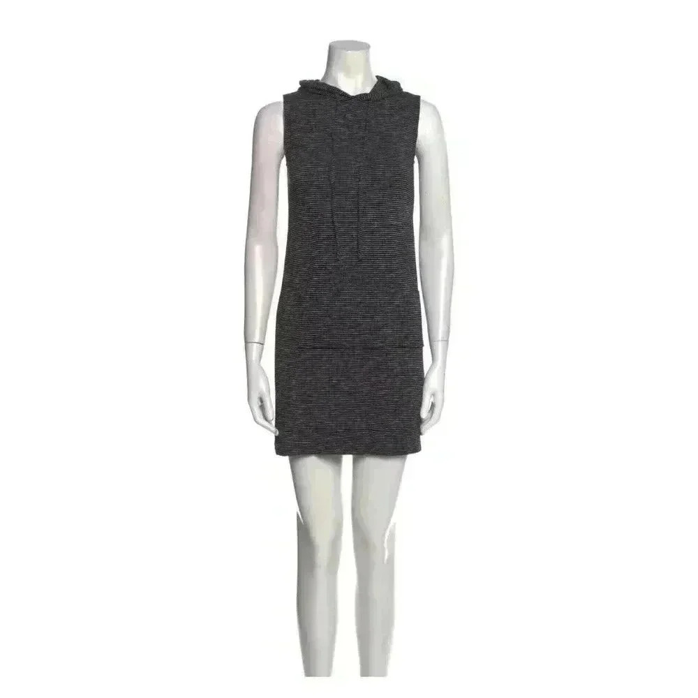 Antistar Hooded Dress Black with white stripes Size S